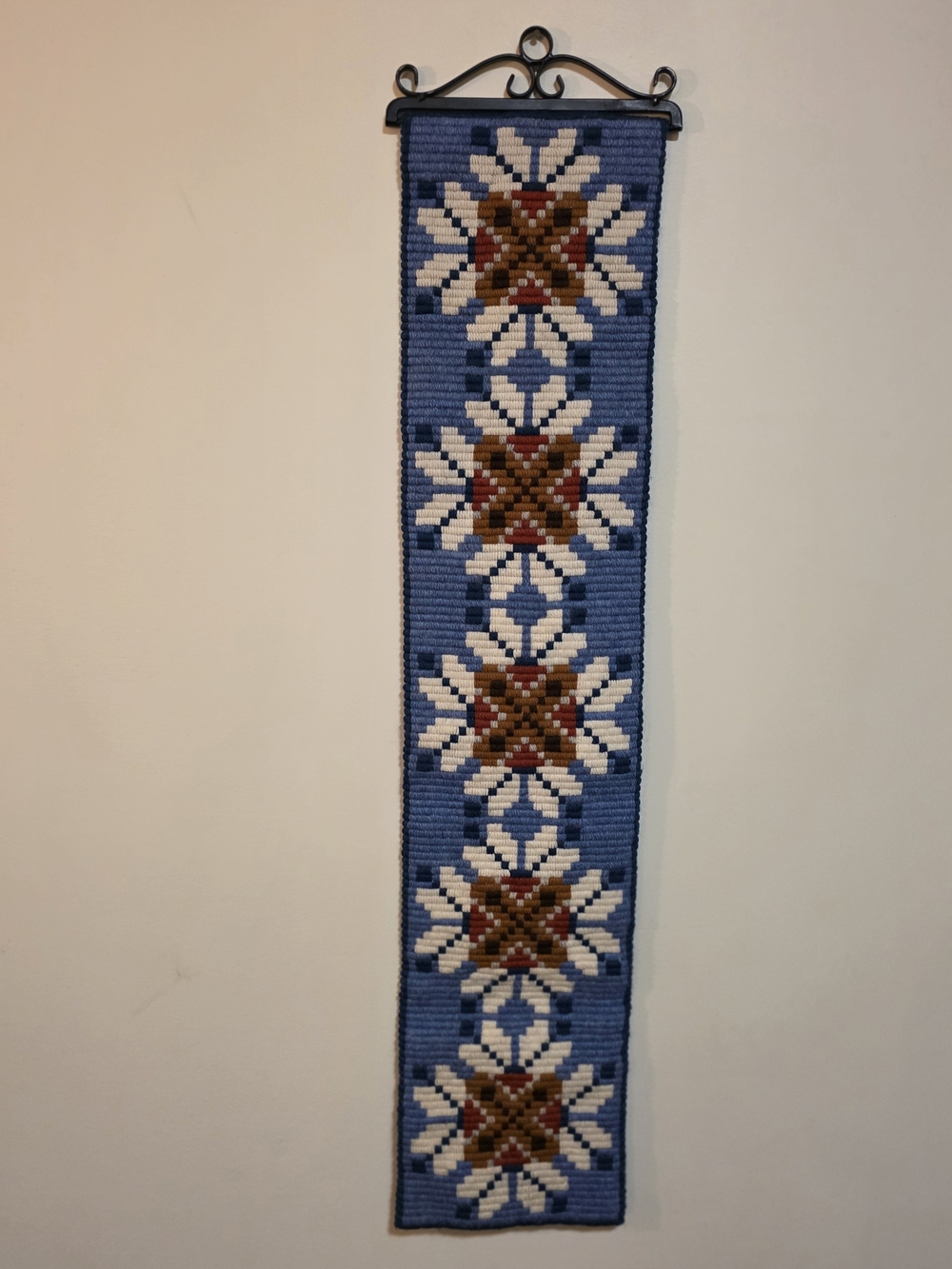 Handwoven Blue Floral Wall Hanging Tapestry